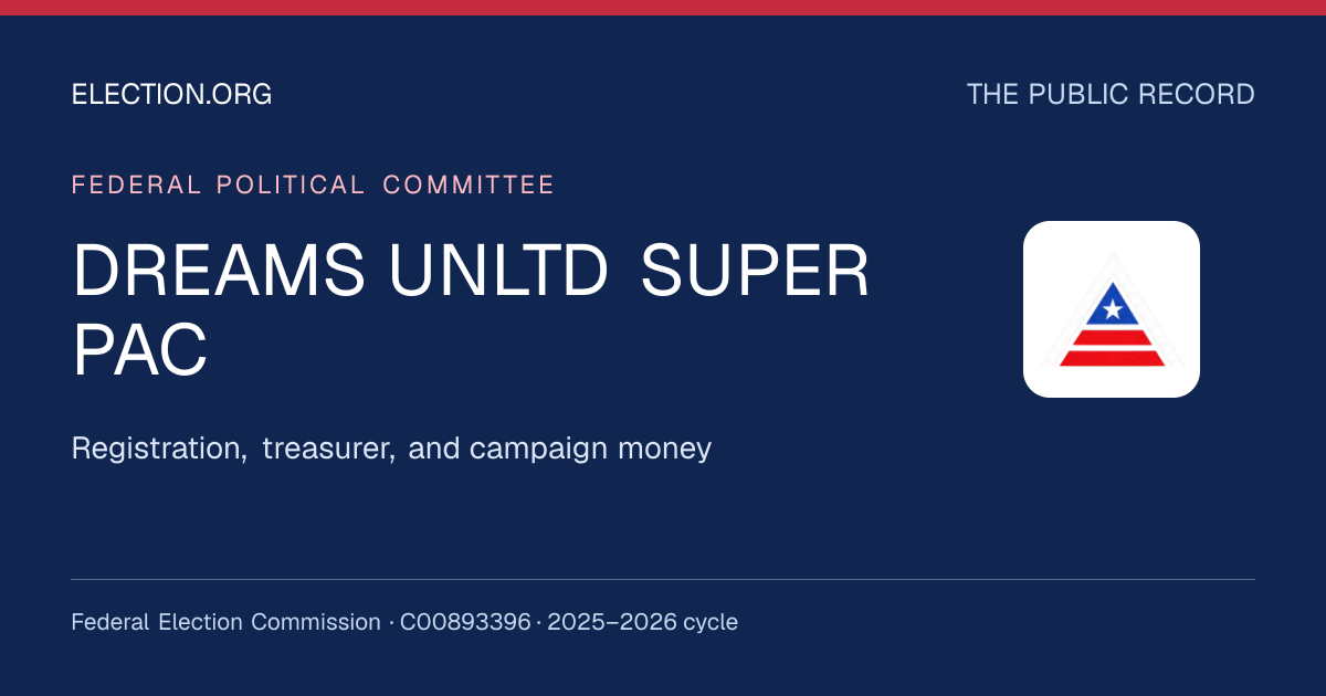 DREAMS UNLTD SUPER PAC — Election.org public record, FEC C00893396
