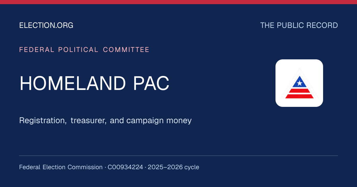 HOMELAND PAC — Election.org public record, FEC C00934224