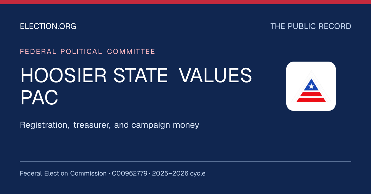 HOOSIER STATE VALUES PAC — Election.org public record, FEC C00962779