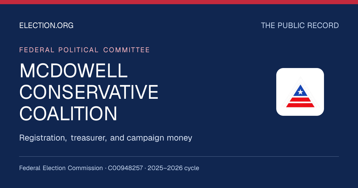 MCDOWELL CONSERVATIVE COALITION — Election.org public record, FEC C00948257