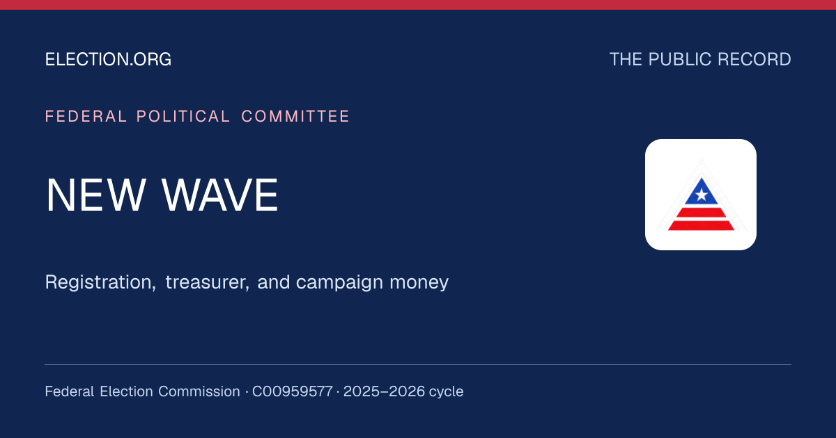 NEW WAVE — Election.org public record, FEC C00959577