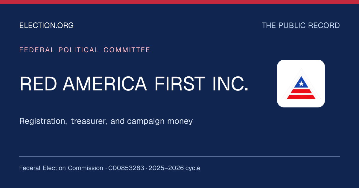 RED AMERICA FIRST INC. — Election.org public record, FEC C00853283