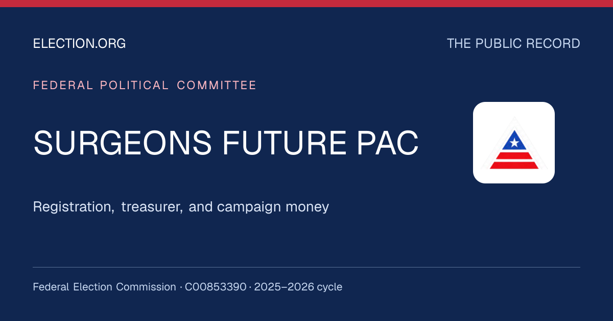 SURGEONS FUTURE PAC — Election.org public record, FEC C00853390