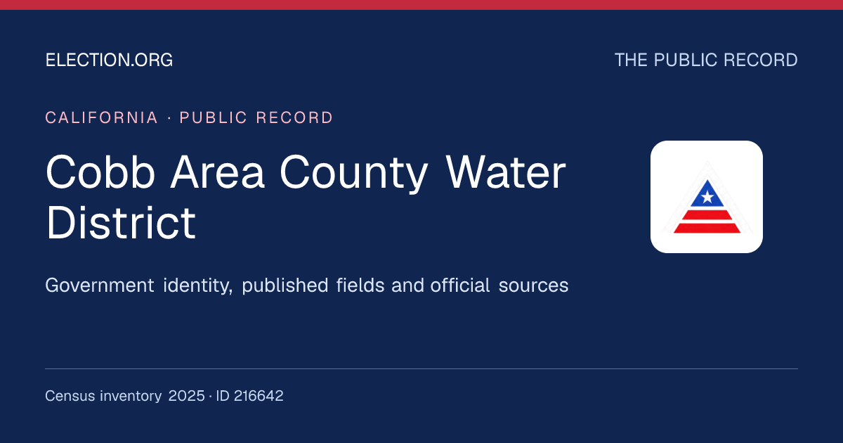 Cobb Area County Water District, CA — Mailing Address | Election.org