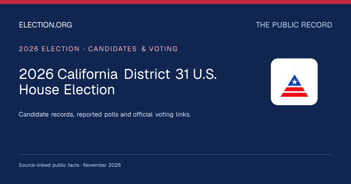 2026 California District 31 U.S. House Election: Polls, Candidates ...