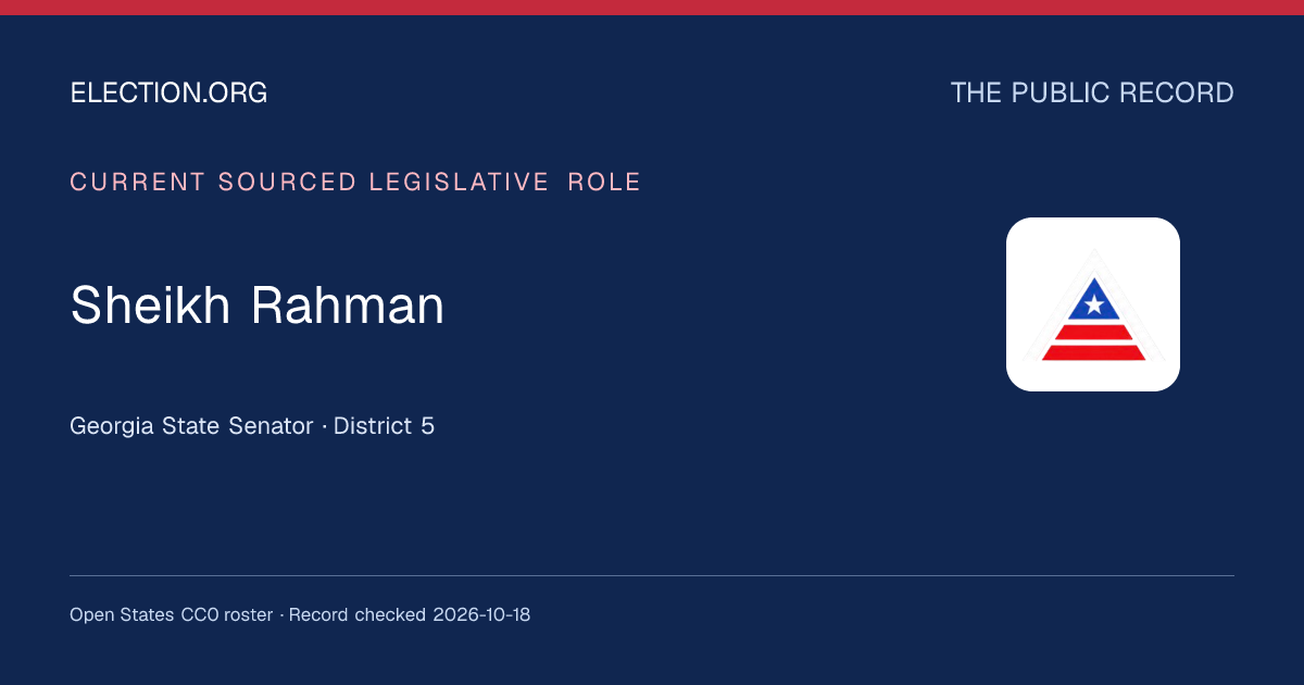 Sheikh Rahman — Georgia State Senator, District 5 | Election.org