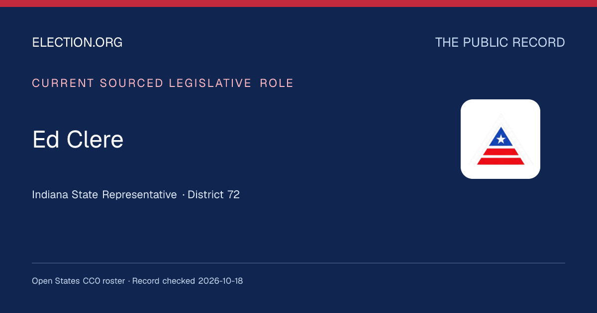 Ed Clere — Indiana State Representative, District 72 | Election.org